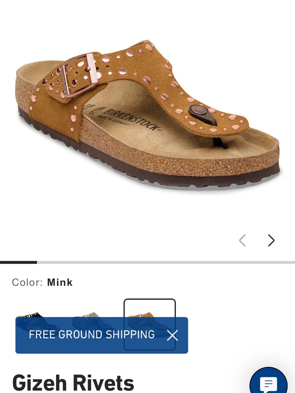 Birkenstock Brown Suede Thong Sandals with Copper Studs - Picture 5 of 5
